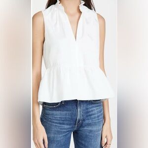 Amanda Uprichard White Sleeveless Saffron Peplum Tank